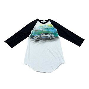Vintage 80s Screen Stars Airbrushed Mustang Raglan T Shirt USA Made